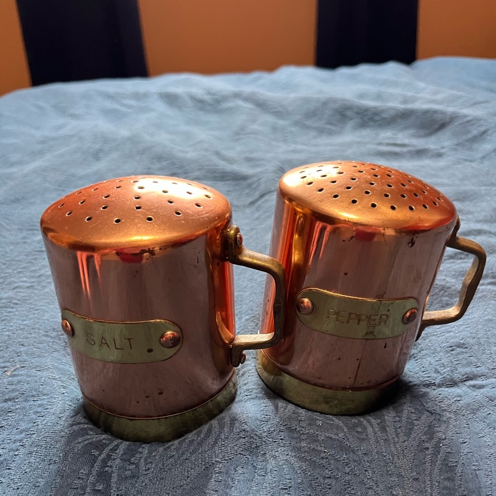 Vintage Copper Salt & Pepper Shakers